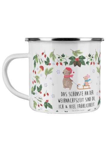 Mr. & Mrs. Panda Teetasse Bär und Maus Schlitten mit Spruch in Weiß