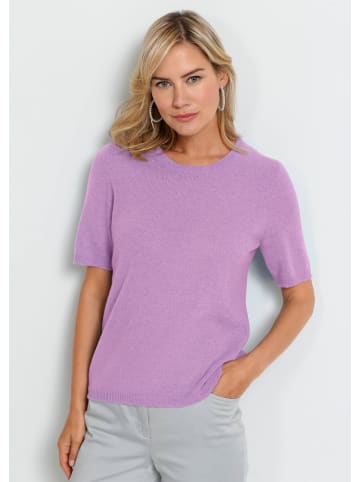 GOLDNER Kurzgröße:  Kaschmir-Halbarmpullover mit Rundhals in flieder