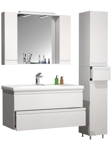 ebuy24 Badmöbelset SiloraXL Weiß 130 x 46 cm