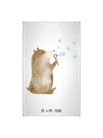 Mr. & Mrs. Panda Gästehandtuch Bär Seifenblasen ohne Spruch in Weiß