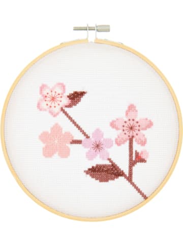 Rico Design Nonbook - Stickpackung Kirschzweig, Bild Ø 15 cm, gezählter Kreuzst