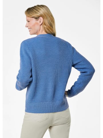 GOLDNER Kurzgröße:  Cardigan Elegante Strickjacke mit V-Ausschnitt in blau