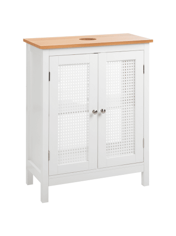 Beliani Waschbeckenunterschrank ALAMOS in Weiß/Braun - (W) 60 x (H) 75 x (L) 30 cm