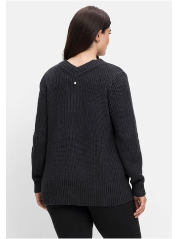 sheego Pullover in anthrazit meliert