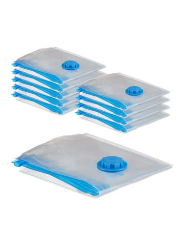 relaxdays 20 x Vakuumbeutel in Transparent/ Blau - 80x60