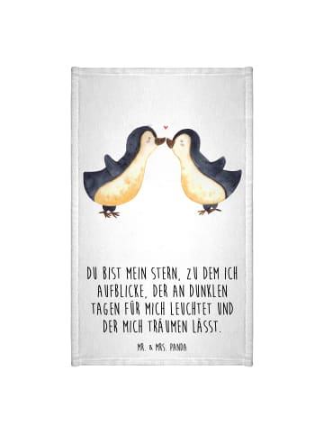 Mr. & Mrs. Panda Mini-Handtuch Pinguin Liebe mit Spruch in Weiß