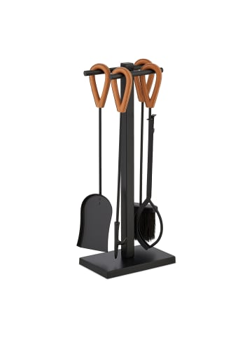 5-tlg. Kaminbesteck-Set in Schwarz/ Braun