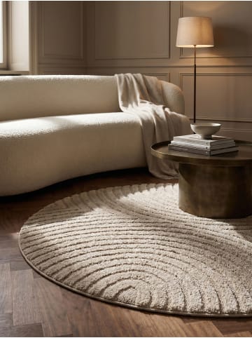 KADIMA DESIGN Hochflorteppich 3D Bögen Boho Waschbar Wohnzimmer in Beige