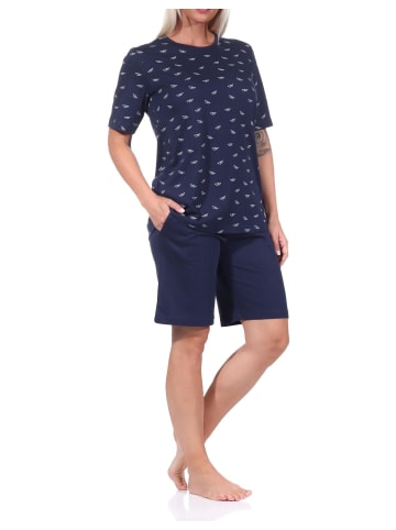 NORMANN kurzarm Schlafanzug Shorty Pyjama - 72924 in marine