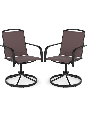 COSTWAY Gartenstühle drehbar 2er Set in Braun