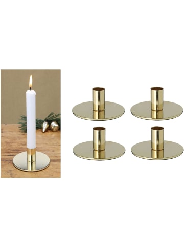 Novaliv 4er-Set Stabkerzenhalter Metall Gold 10x5cm Home Deko weihnachtliche T in Gold