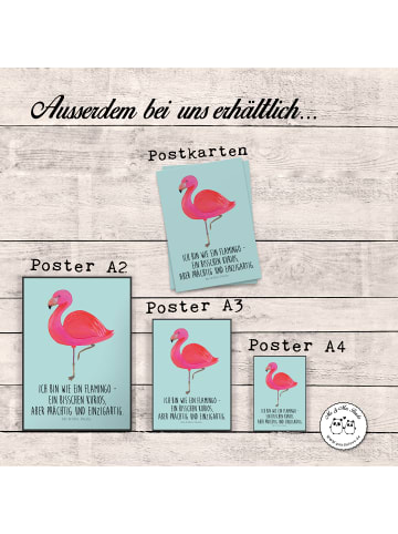 Mr. & Mrs. Panda Poster Flamingo Classic mit Spruch in Türkis Pastell