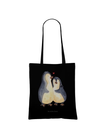 Mr. & Mrs. Panda Tasche Pinguin umarmen ohne Spruch in Schwarz