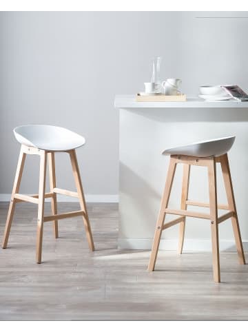 Beliani 2er-Set Barhocker MICCO in Weiß/Braun
