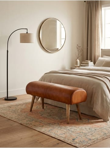 KADIMA DESIGN Sitzbank Echtleder / Massivholz Bank 100x53x40 cm, 2er Polsterbank