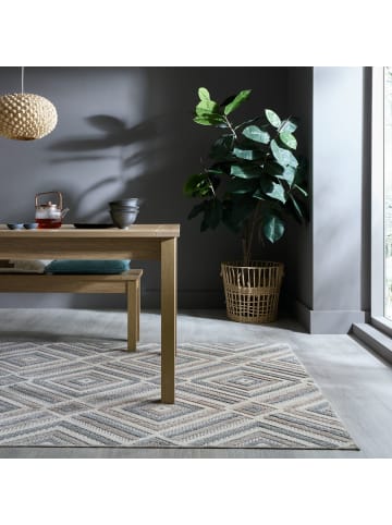 KADIMA DESIGN Waschbarer Teppich Rauten Muster, Geometrisch, Küche in Grau-Beige