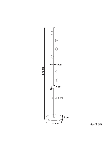 Beliani Kleiderständer NOTUS in Gold/Weiß - (W) 32 x (H) 170 x (L) 32 cm