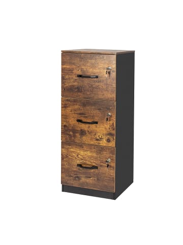 relaxdays Aktenschrank in Schwarz/ Braun - (B)40 x (H)103 x (T)40 cm