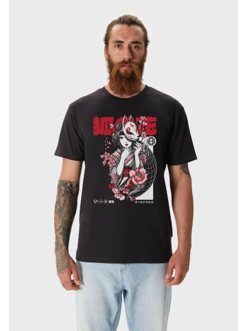 OLDSKULL T-Shirt Asian Kitsune Shadow Graphic in Black