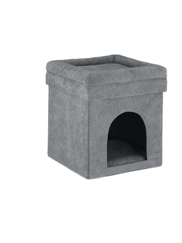 relaxdays Katzenhöhlen-Hocker in Grau - (B)38 x (H)42 x (T)38 cm
