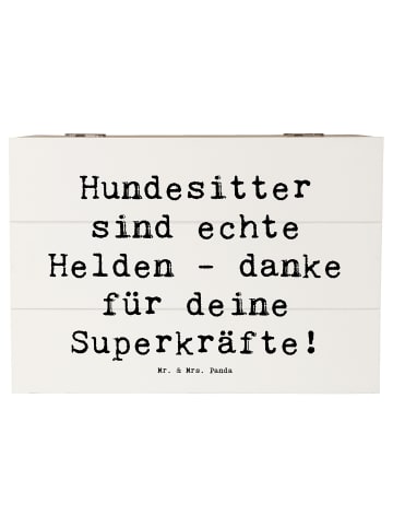 Mr. & Mrs. Panda Holzkiste Spruch Hundesitter Helden mit Spruch in Weiß