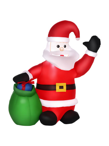 HOMCOM Aufblasbarer Weihnachtsmann-70L x 45B x 120H cm-Rot
