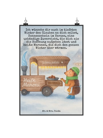 Mr. & Mrs. Panda Poster Igel Maronen Design mit Spruch in Weiß