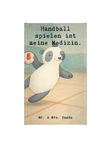 Mr. & Mrs. Panda Gästehandtuch Panda Handball spielen Design mit... in Weiß