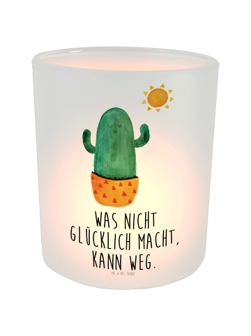 Mr. & Mrs. Panda Glas Teelichthalter Kaktus Sonne mit Spruch in Transparent