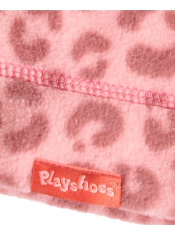 Playshoes Fleece-Beanie Leo-Print in Rosa