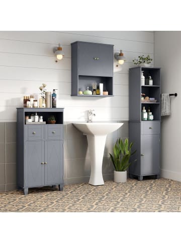 COSTWAY Badezimmerschrank 56 x 30 x 108 cm in Grau