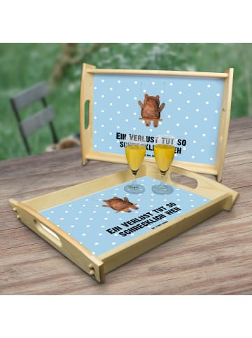 Mr. & Mrs. Panda Dekotablett Bär Schaukel mit Spruch in Blau Pastell