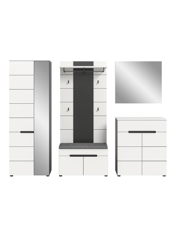 ebuy24 Garderobenmöbel Canu Weiß 255 x 37 cm