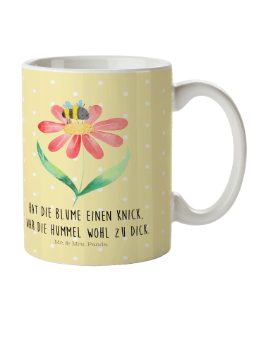 Mr. & Mrs. Panda Kindertasse Hummel Blume mit Spruch in Gelb Pastell