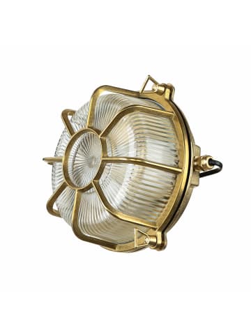 Licht-Erlebnisse Außen Wandlampe Ø 22 x (H)22 cm in Messing