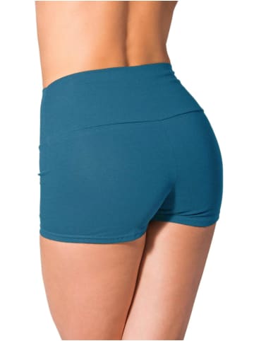 Alkato Alkato Damen Sport Shorts mit Hohem Bund in petrol
