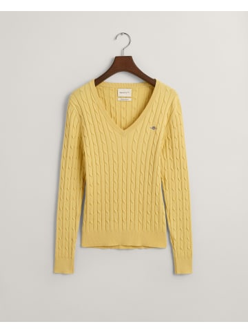 Gant V-Ausschnitt-Pullover in Dusty Yellow