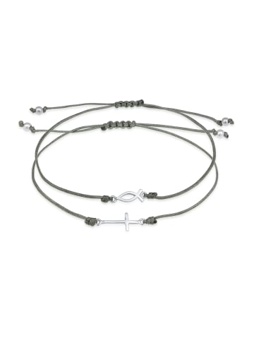 Elli Armband 925 Sterling Silber Fisch, Kreuz in Silber