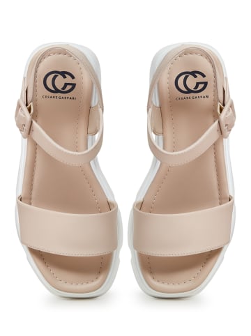 CESARE GASPARI Plateausandalen aus Leder in Beige