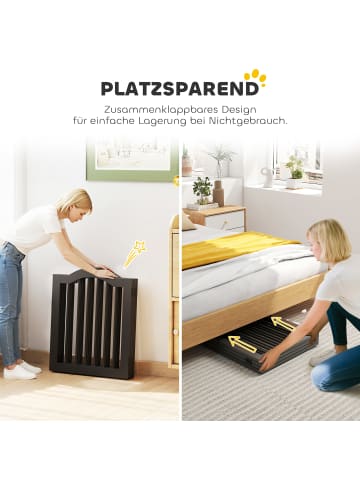 Pawhut Hunde Absperrgitter Schwarz 154,5L x 29,5B x 61H cm