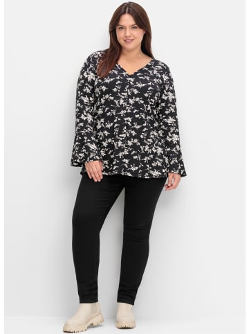 sheego by Joe Browns Langarmshirt in schwarz-gemustert