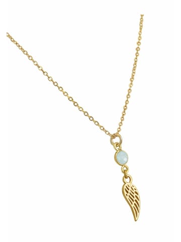 Gemshine Halskette mit Anhänger Engel Flügel - Schutzengel Chalcedon in gold coloured