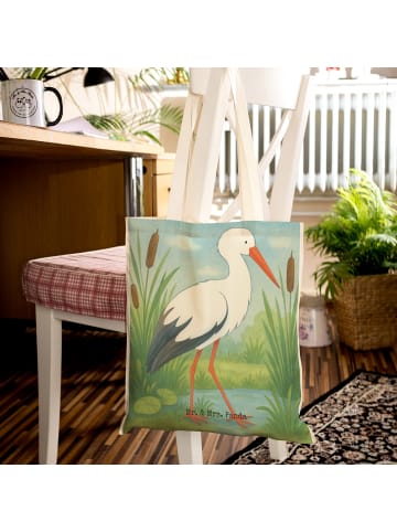 Mr. & Mrs. Panda Tragetasche Storch Design ohne Spruch in Weiß