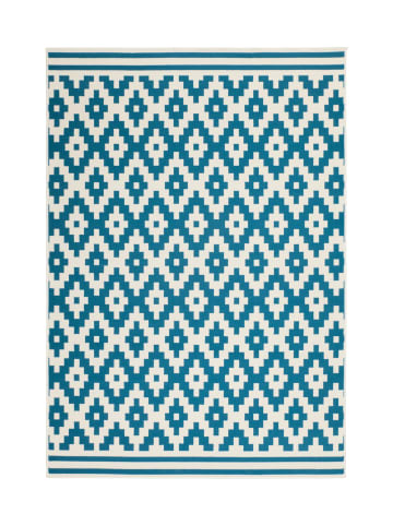 Kayoom Kurzflor Teppich Now in weiß - türkis - rechteckig