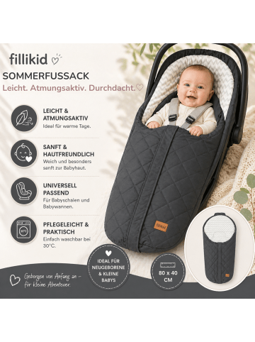 fillikid Sommerfußsack Light Small Gruppe 0 Exklusiv in Grau