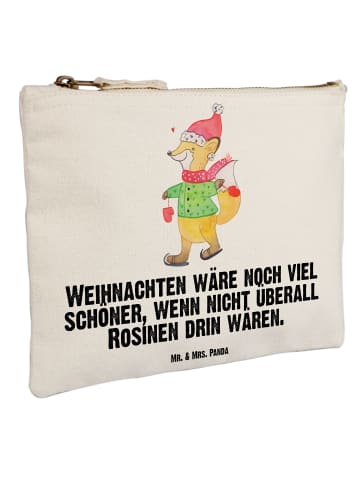 Mr. & Mrs. Panda Kosmetiktasche Fuchs  Schlittschuhe mit Spruch in Weiß