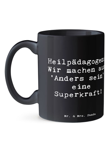 Mr. & Mrs. Panda Tasse Spruch Heilpädagogin Superkraft mit Spruch in Schwarz