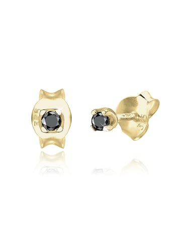 Elli DIAMONDS  Ohrringe 375 Gelbgold Black Diamond in Schwarz