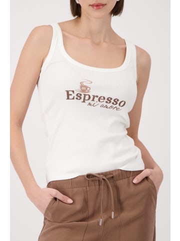 monari Stilvolles Top mit Espresso-Print und Strasssteinen in Offwhite