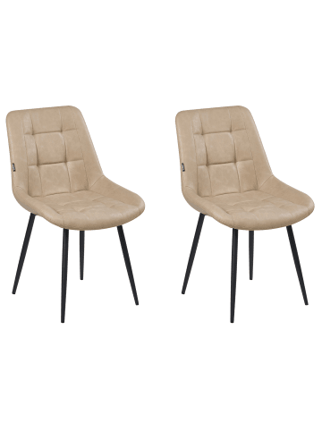 Beliani 2er-Set Esszimmerstuhl MELROSE in Beige/Schwarz
